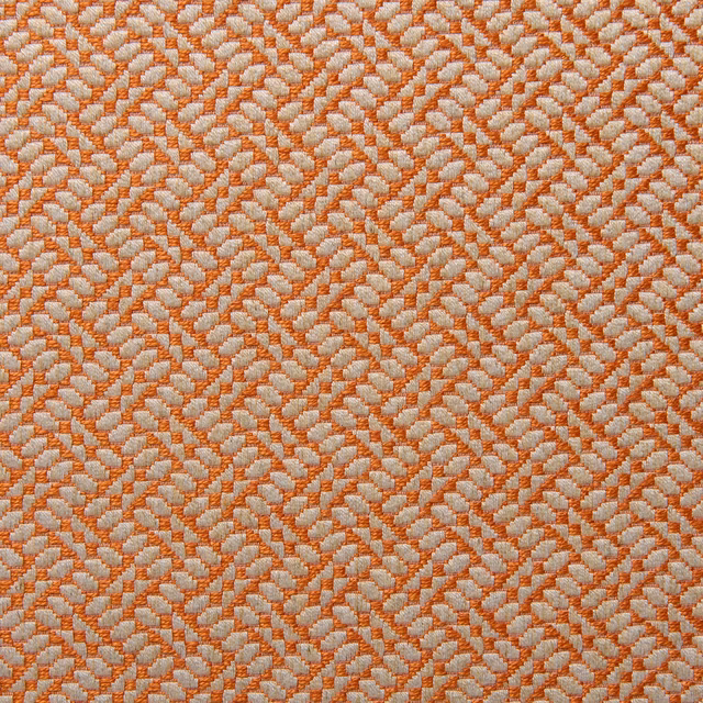 Apricot-orange and pale neutral small geometric woven fabric with a nubby texture