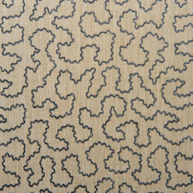 Warm taupe woven fabric with small charcoal irregular outlined motifs