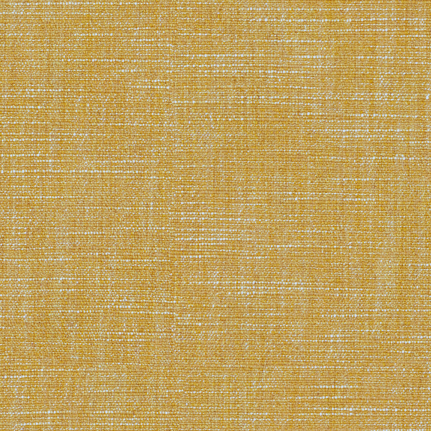 Close-up of warm marigold gold fabric with a fine, pale-flecked woven texture