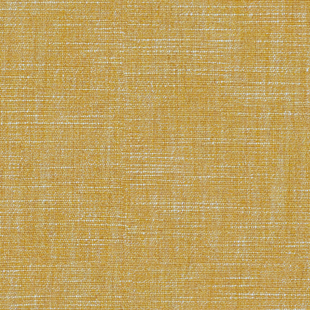 Close-up of warm marigold gold fabric with a fine, pale-flecked woven texture