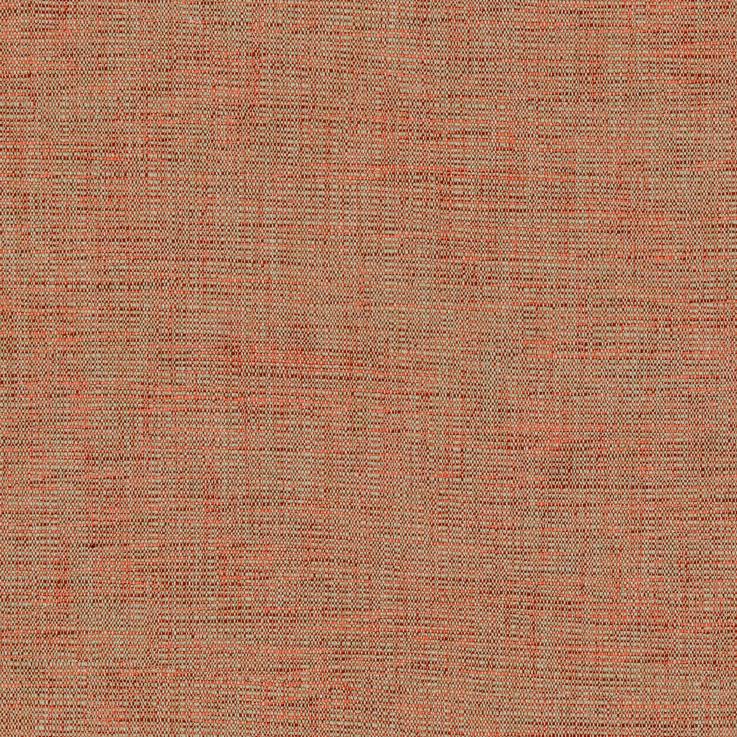 Close-up of coral-red plain weave with beige flecks and fine crosshatch texture