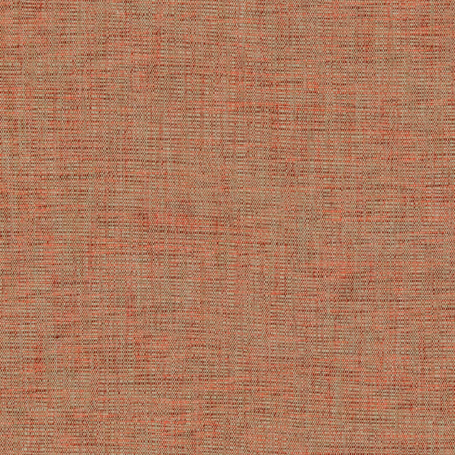 Close-up of coral-red plain weave with beige flecks and fine crosshatch texture