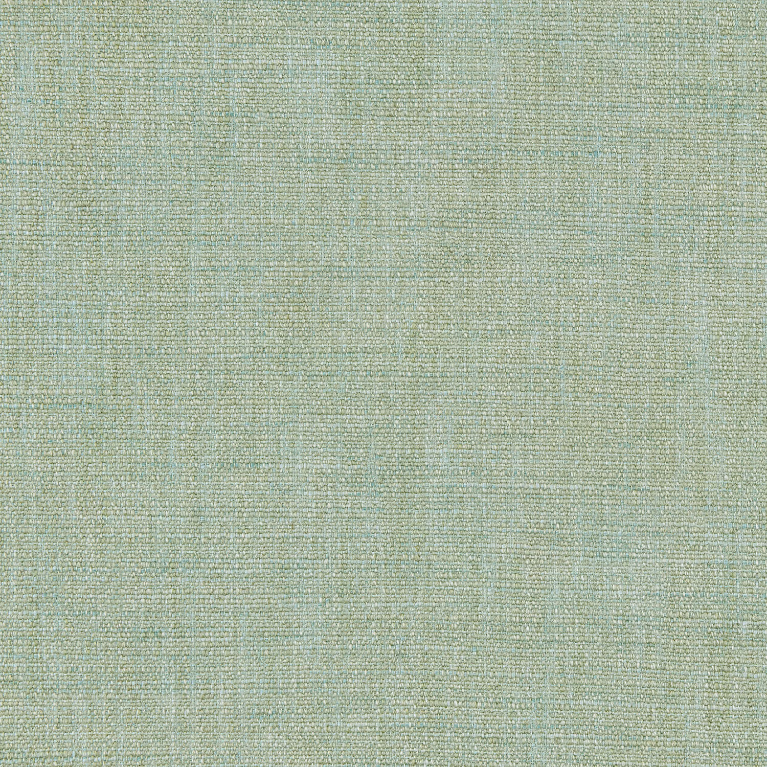 Close-up of pale tea-tree green woven upholstery with subtle blue-grey texture