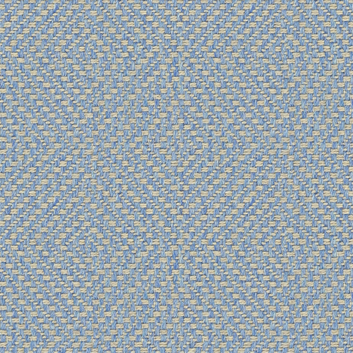 Close-up of cool azure blue woven fabric with lilac geometric flecks