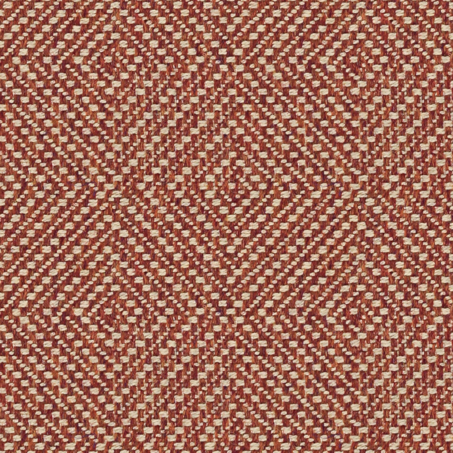 Currant red and cream woven fabric with broken geometric diamond texture