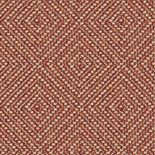 Currant red and cream woven fabric with broken geometric diamond texture