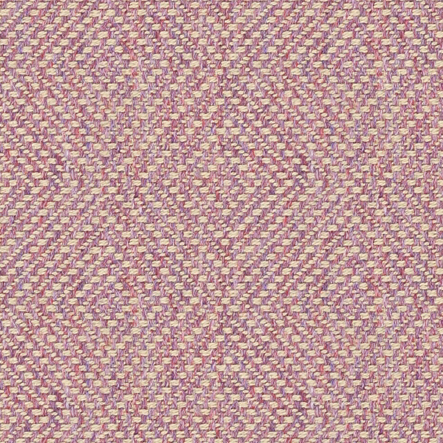 Close-up of muted lilac-purple and cream diagonal geometric woven upholstery fabric