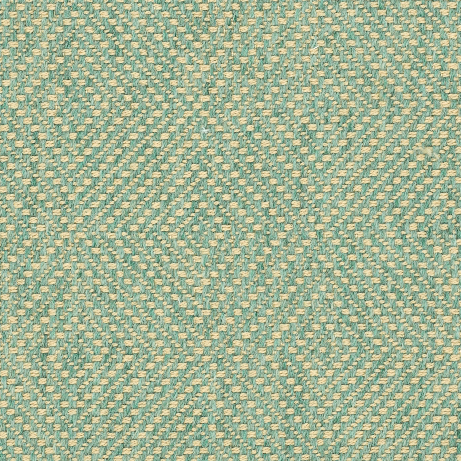 Close-up of pale peppermint aqua woven fabric with cream zigzag texture