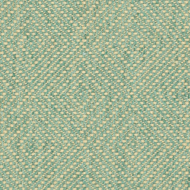 Close-up of pale peppermint aqua woven fabric with cream zigzag texture