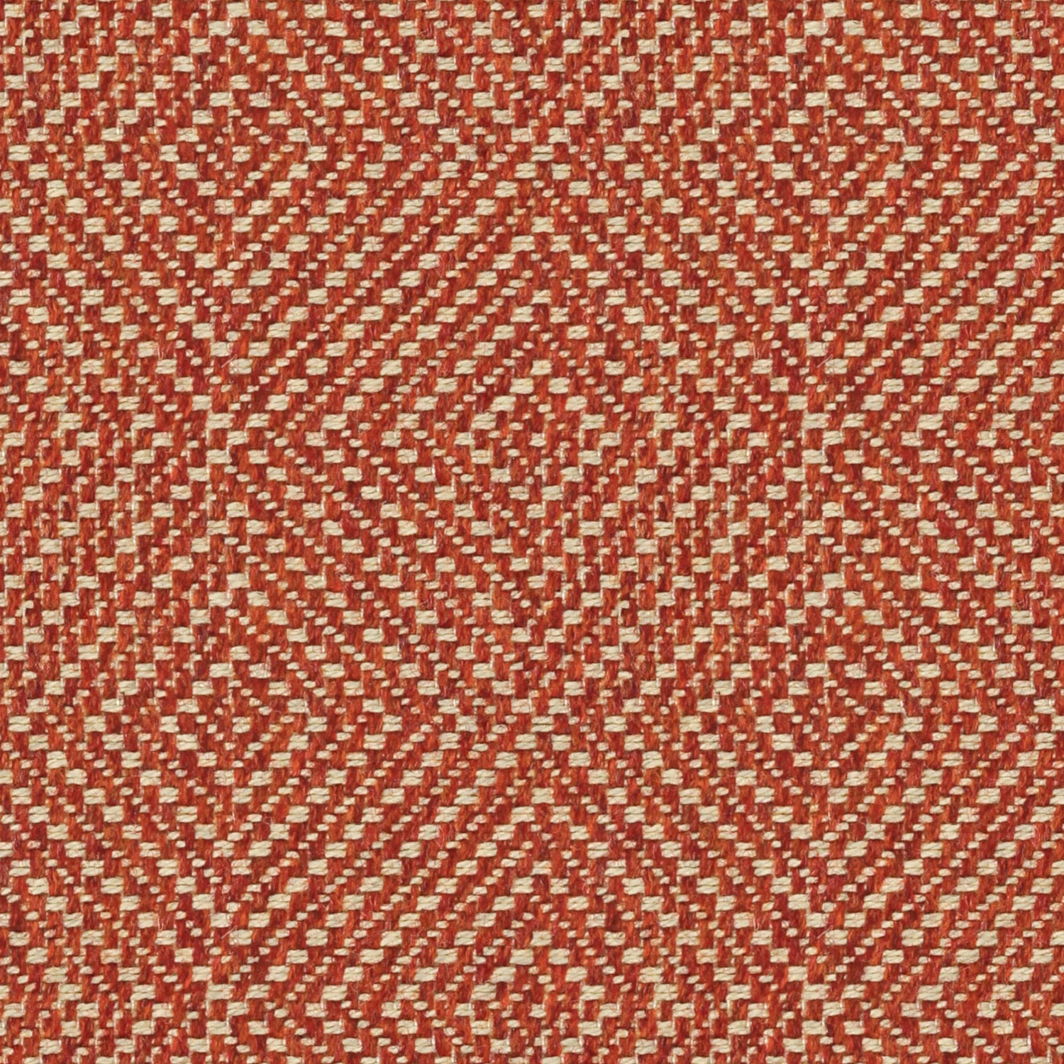 Rhubarb red and cream woven fabric with angular diamond motifs and tactile texture