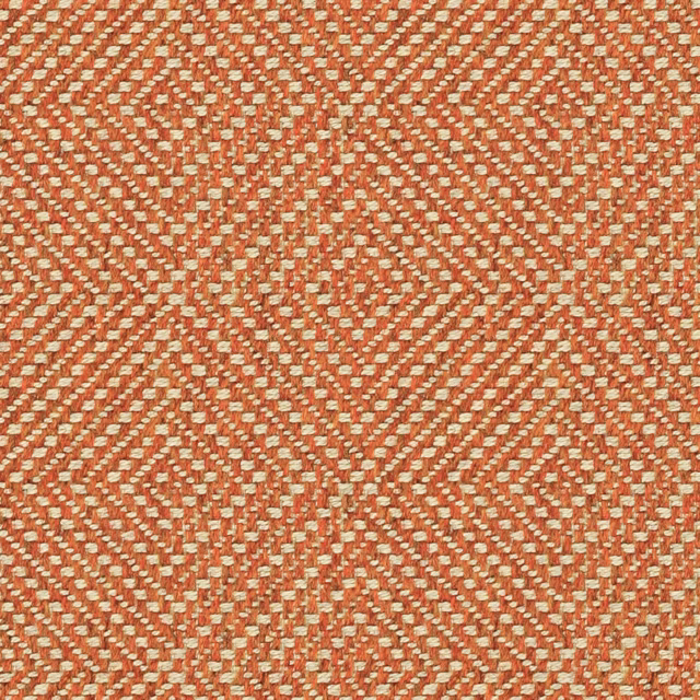 Warm sienna and ivory geometric wool-cotton weave with raised texture