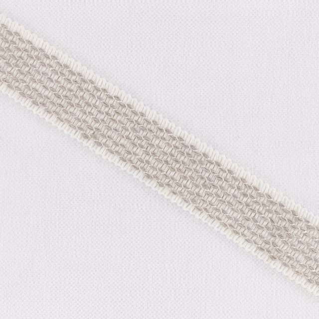 Pale ecru woven ground with a raised diagonal braided band