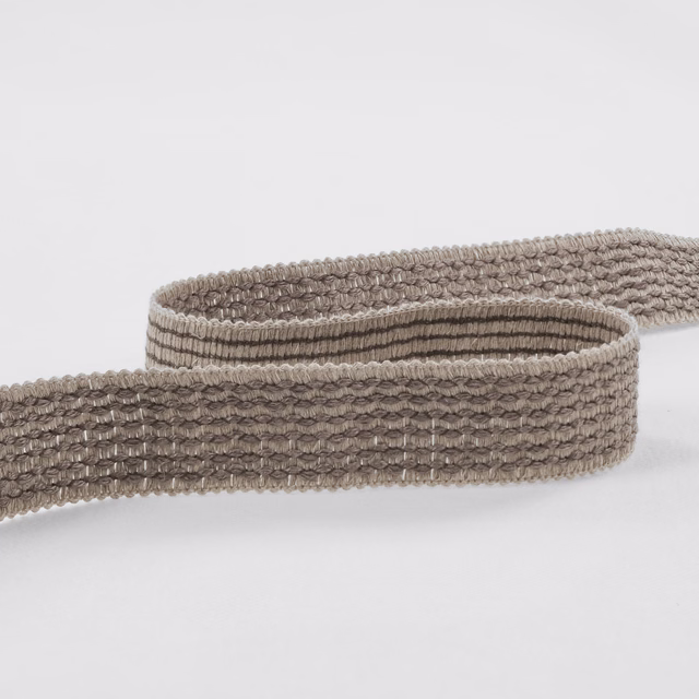 Mottled gunmetal-grey woven braid with dense looped texture and dark linear bands