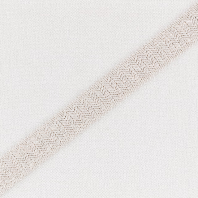 Warm ivory white weave with a raised diagonal herringbone band