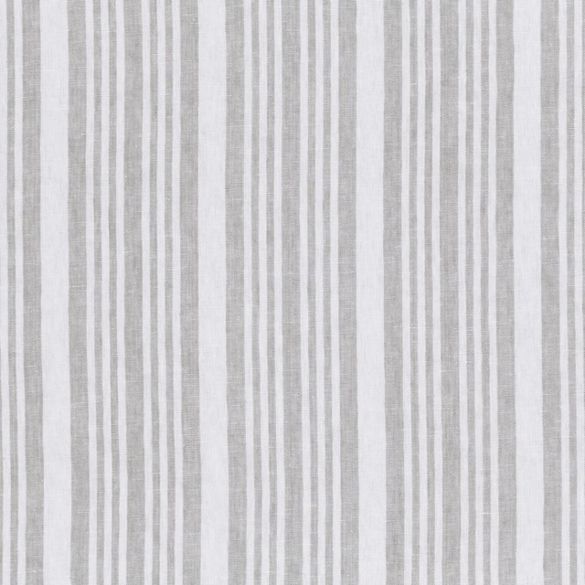 Pale mist-grey and white irregular vertical stripes with a softly woven texture