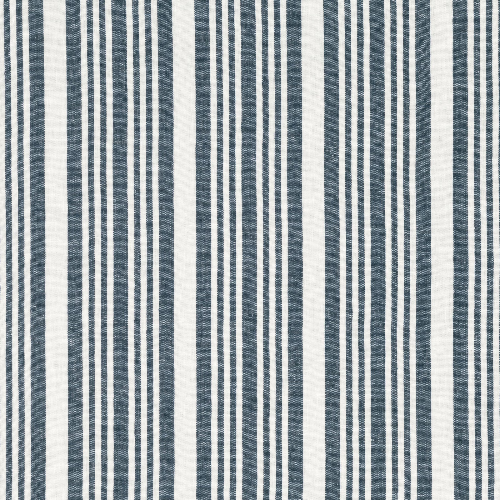 Muted ocean-blue and ivory vertical stripes with a softly textured woven surface