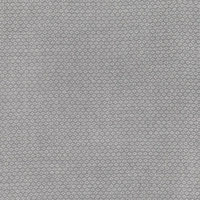 Close-up of grey-taupe fabric with tiny linked diamond motifs and a fine woven texture
