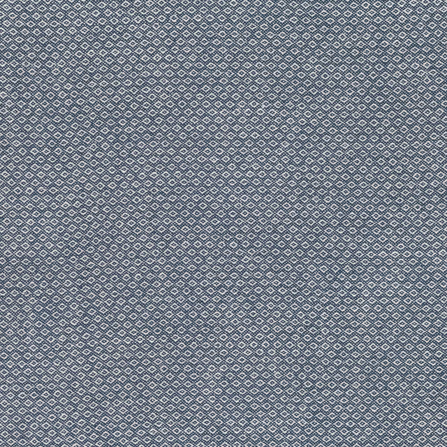 Muted ocean-blue fabric with a fine pale diamond lattice and softly woven texture