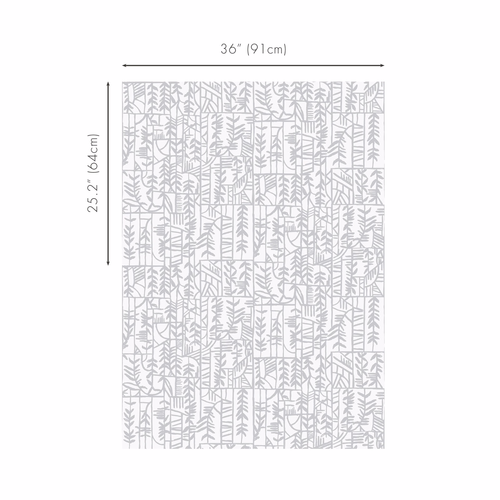 Pale plaster-grey wallpaper with fine branching foliage and delicate geometric lines