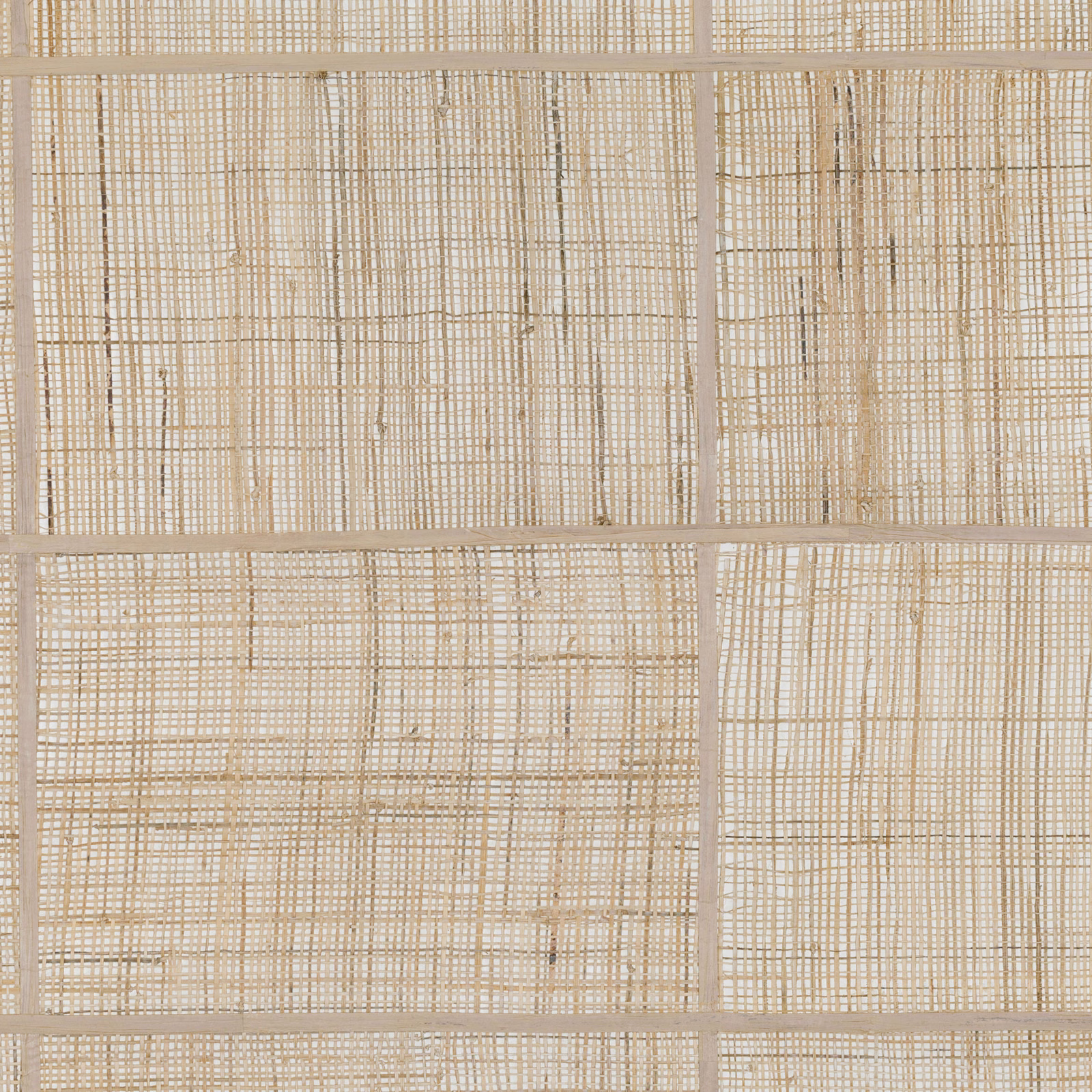 Warm beige wallpaper with irregular taupe grid lines and fine crosshatched texture