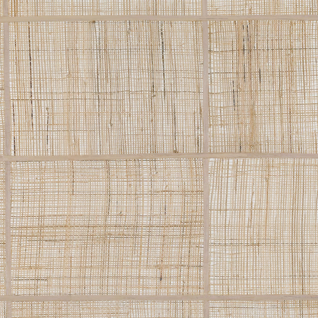 Warm beige wallpaper with irregular taupe grid lines and fine crosshatched texture