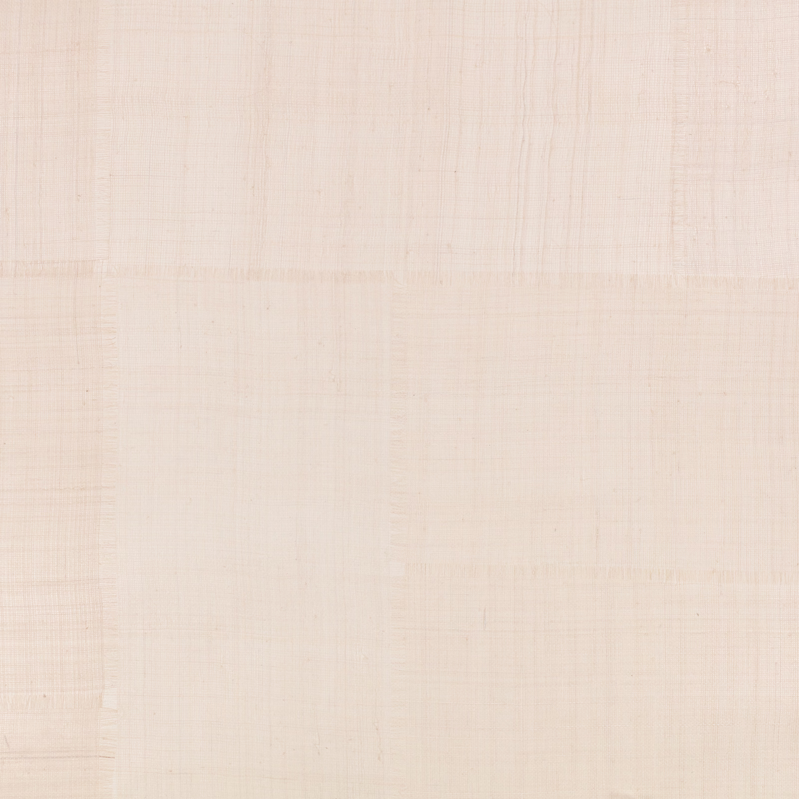 Warm alabaster cream wallpaper with subtle gridded patchwork and fine cross-grain texture