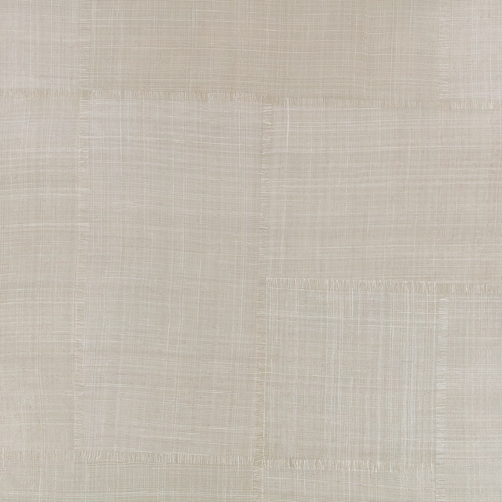 Pale warm grey patchwork wallpaper with fine crosshatched woven texture