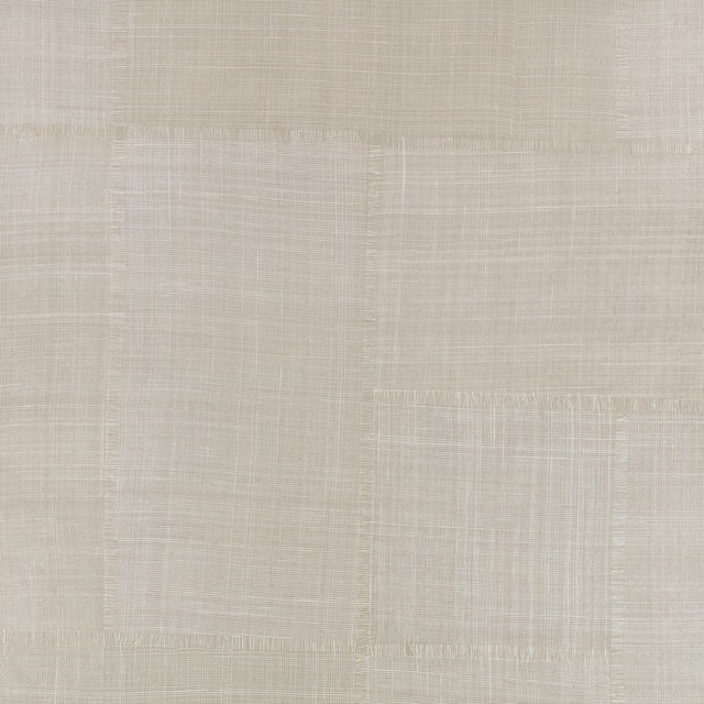 Pale warm grey patchwork wallpaper with fine crosshatched woven texture