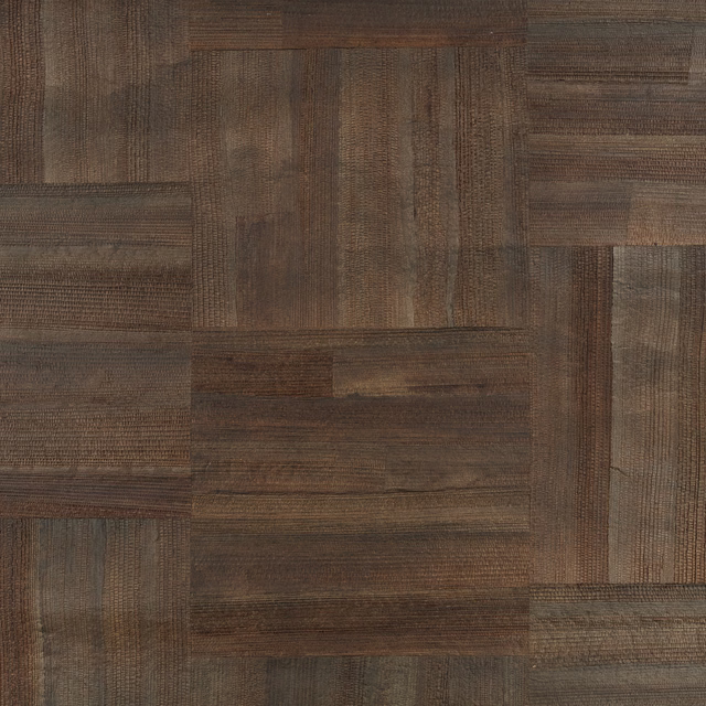 Deep loam-brown wallpaper with layered rectangular panels and fine linear texture