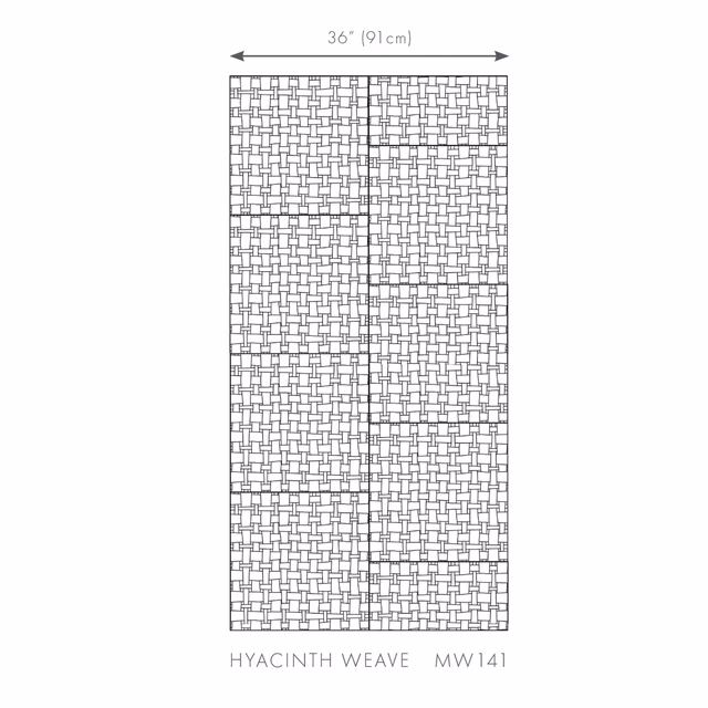 Monochrome Hyacinth weave diagram with repeated rectangular interlace and 36-inch width marker