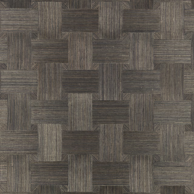 Deep anthracite wallpaper with interlocking rectangles and fine directional linear texture