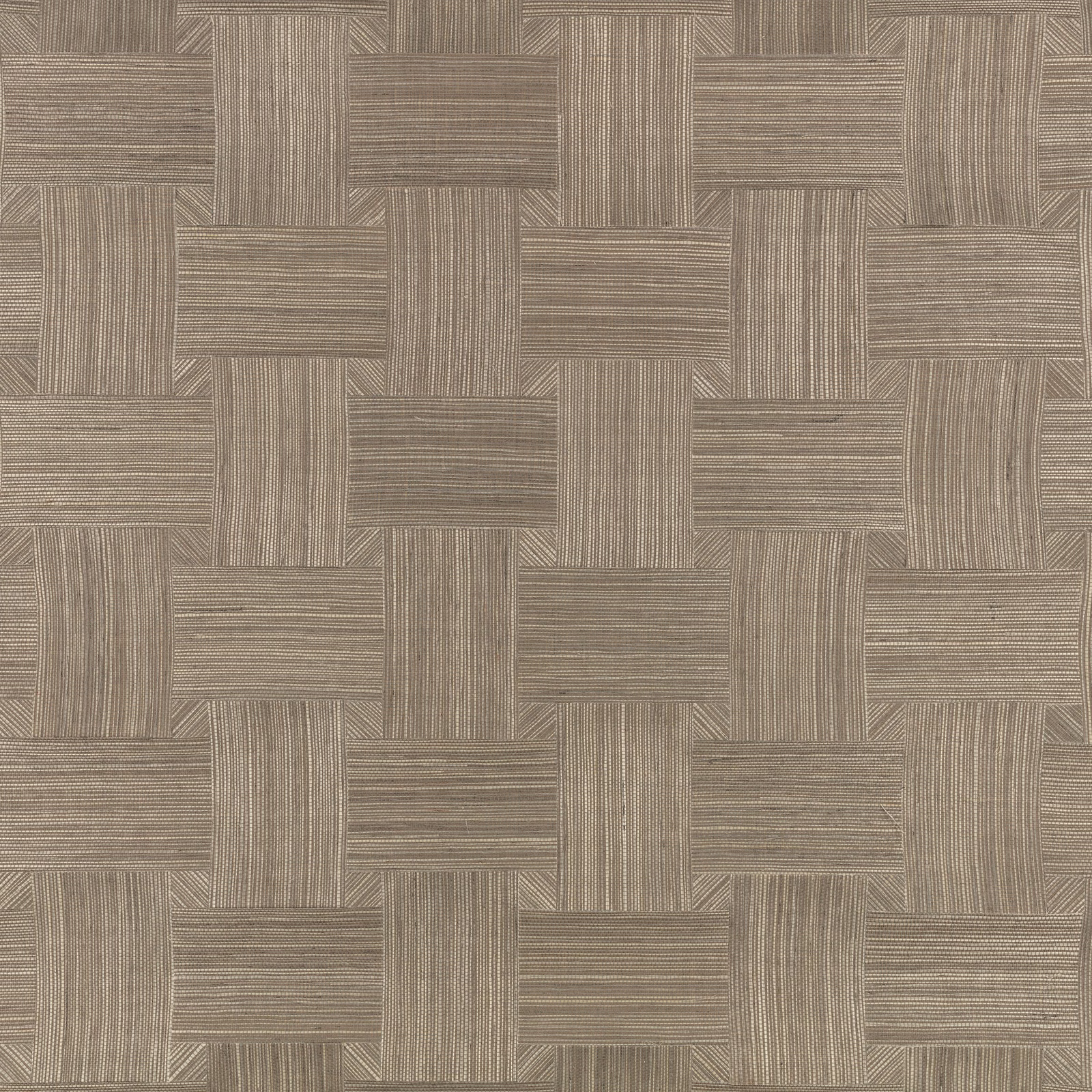 Muted taupe-grey wallpaper with interlocking blocks and fine directional striations