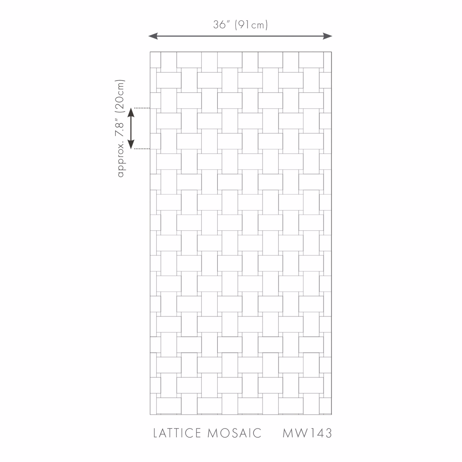 Pale silver-grey wallcovering with repeating interlocking rectangular lattice pattern