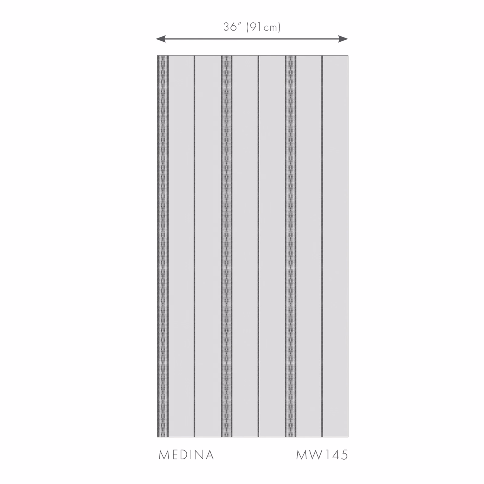 Pale natural wallpaper with alternating fine grey vertical stripes and textured bands