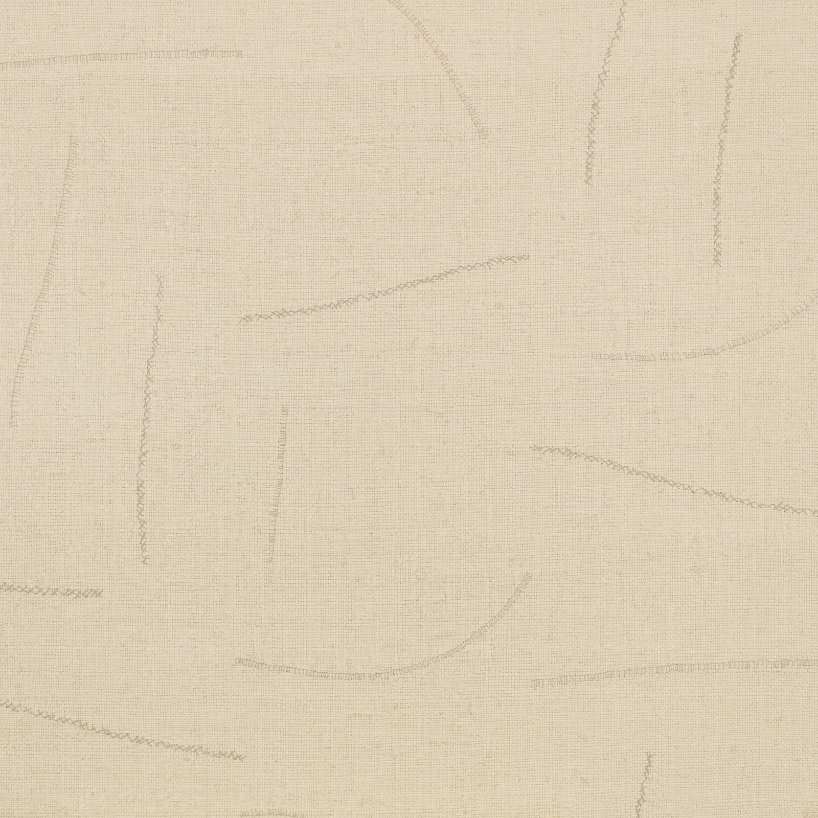 Warm whitewash wallpaper with fine grey abstract gestural lines and subtle texture