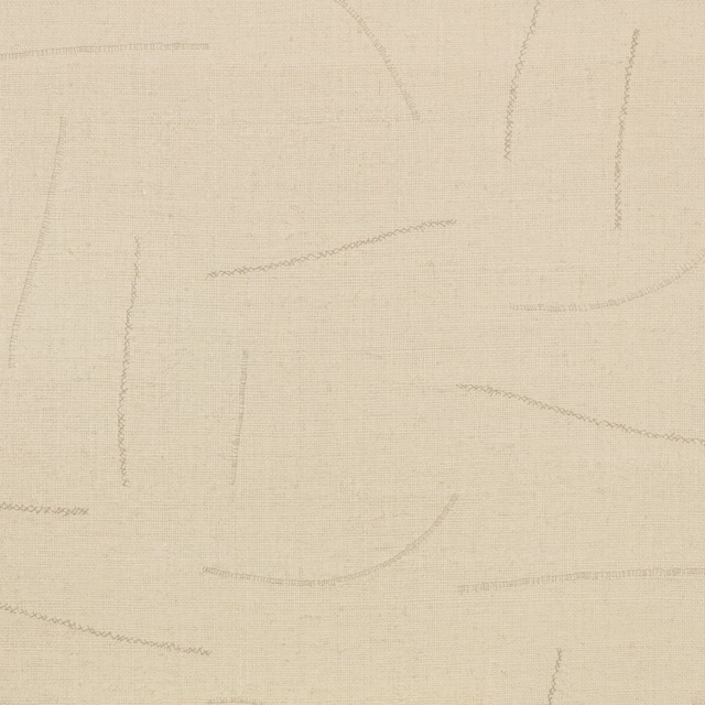 Warm whitewash wallpaper with fine grey abstract gestural lines and subtle texture