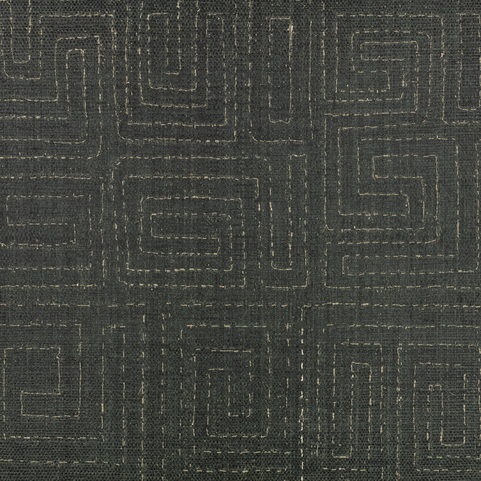 Dark charcoal-olive wallpaper with pale maze-like geometric lines and mottled texture