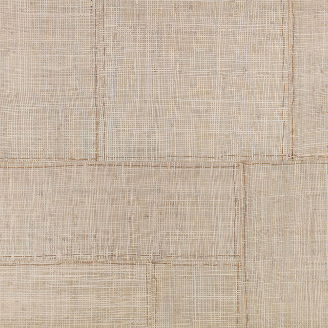 Whitewash cream wallpaper with fine woven lines forming uneven rectangular panels