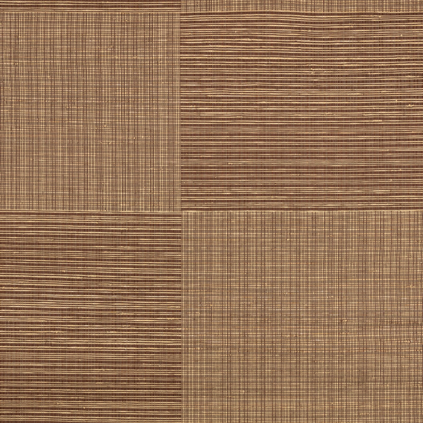Warm clay-brown wallpaper with large panels of fine horizontal and vertical linear pattern