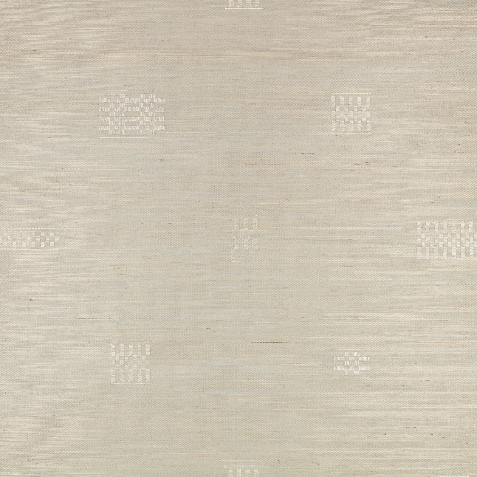 Pale celadon wallpaper with fine horizontal texture and scattered ivory geometric motifs