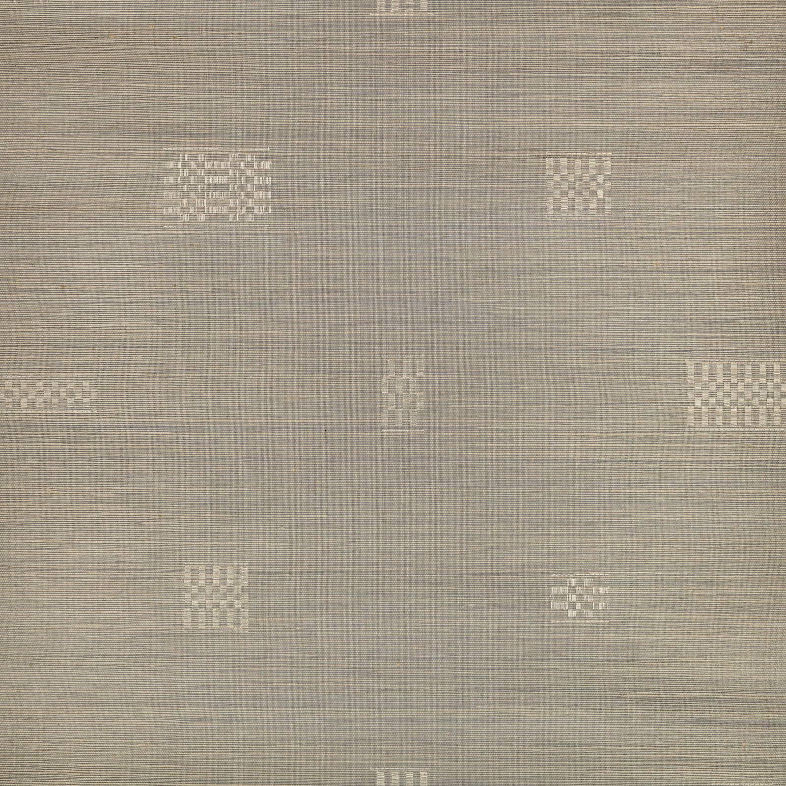 Taupe-grey wallpaper with fine horizontal striations and scattered cream geometric blocks
