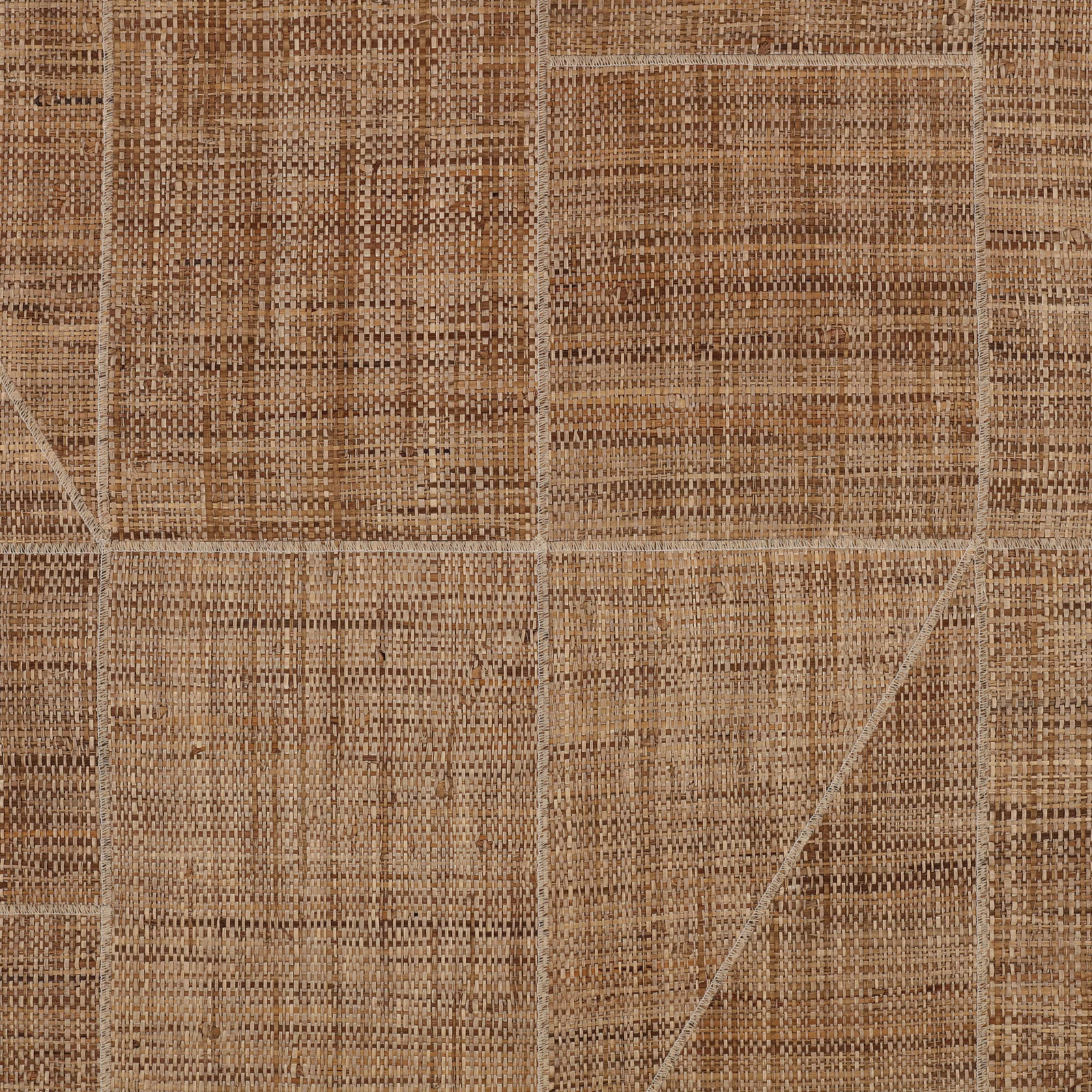 Warm harvest-brown wallpaper with fine woven crosshatching and pale rectangular grid lines