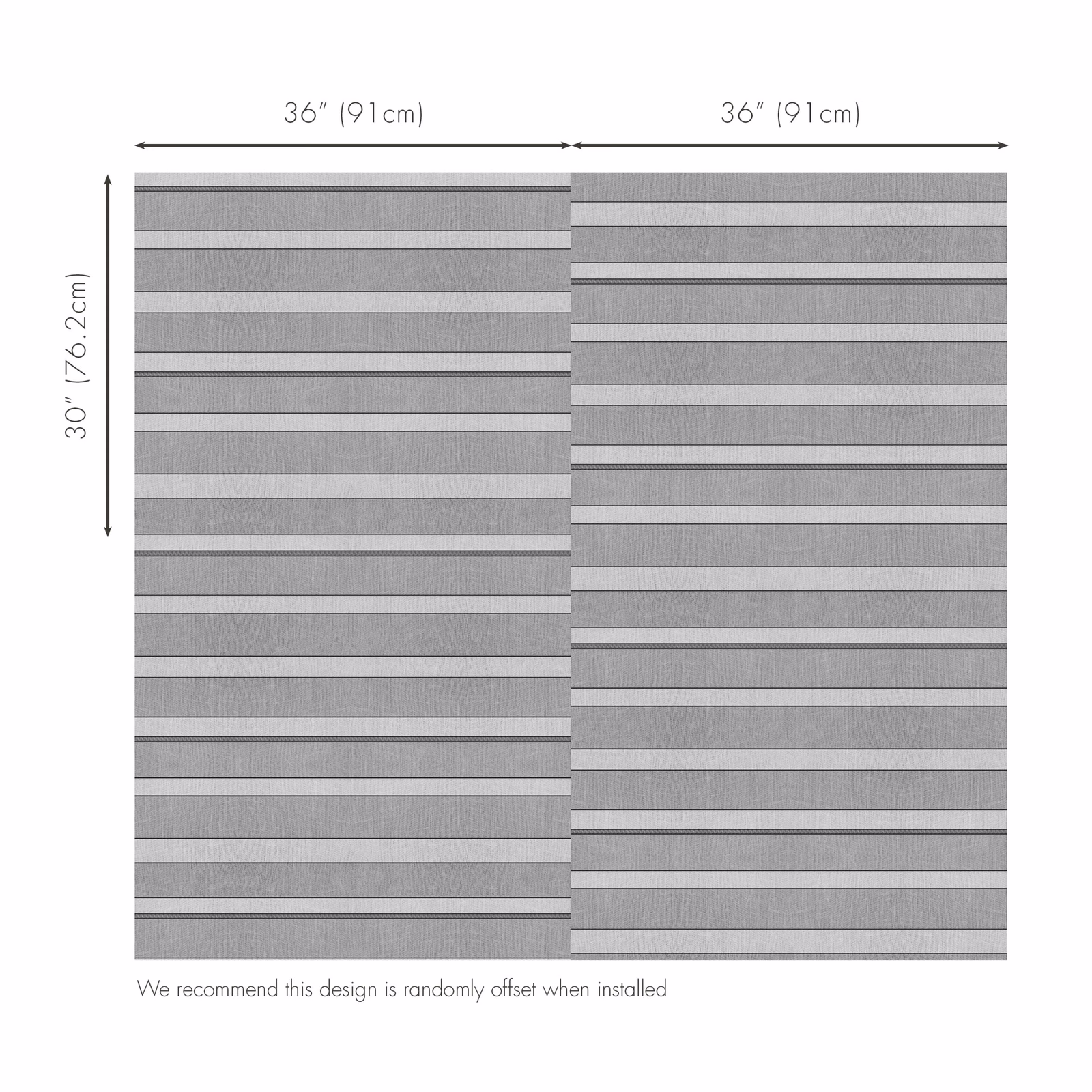 Cool grey wallpaper with alternating horizontal bands and fine linear texture
