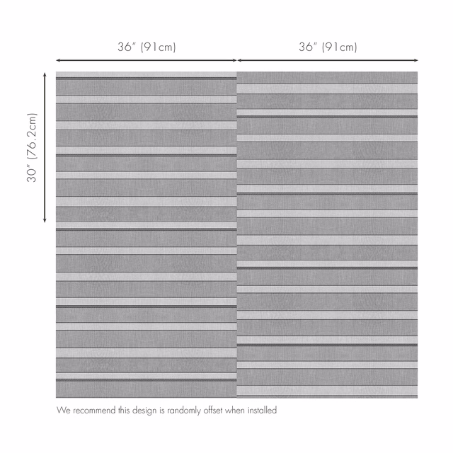 Cool grey wallpaper with alternating horizontal bands and fine linear texture