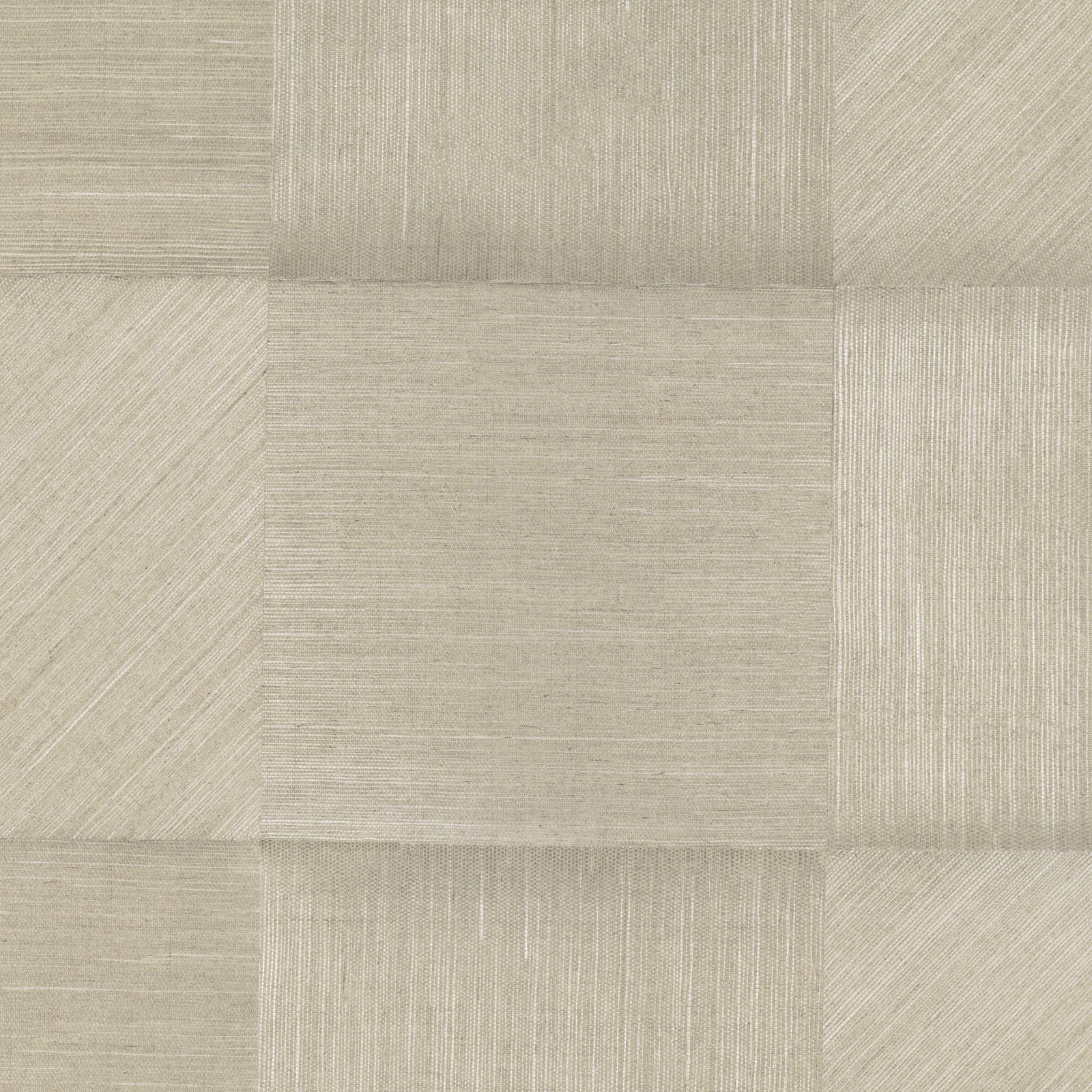 Pale parchment greige wallpaper with patchwork squares and fine directional striations