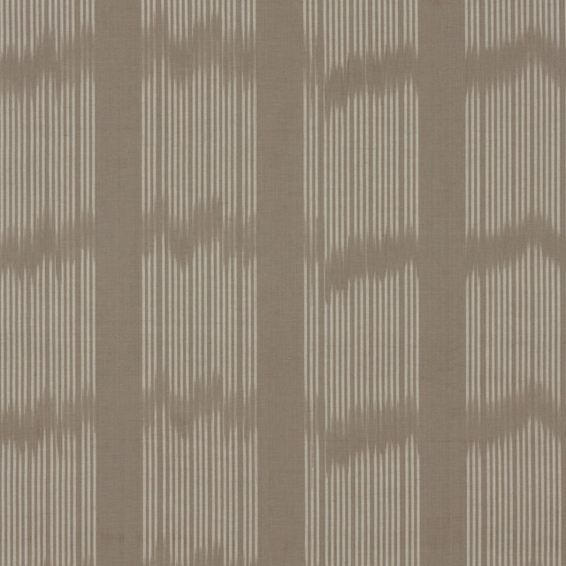 Bone-taupe woven textile with pale vertical pinstripes and blurred horizontal bands