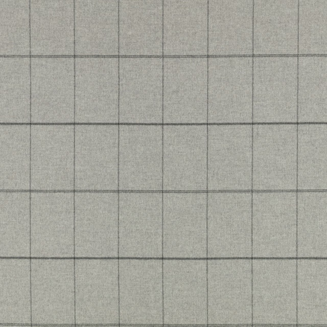 Cool French grey textile with a fine dark grid and softly grainy weave