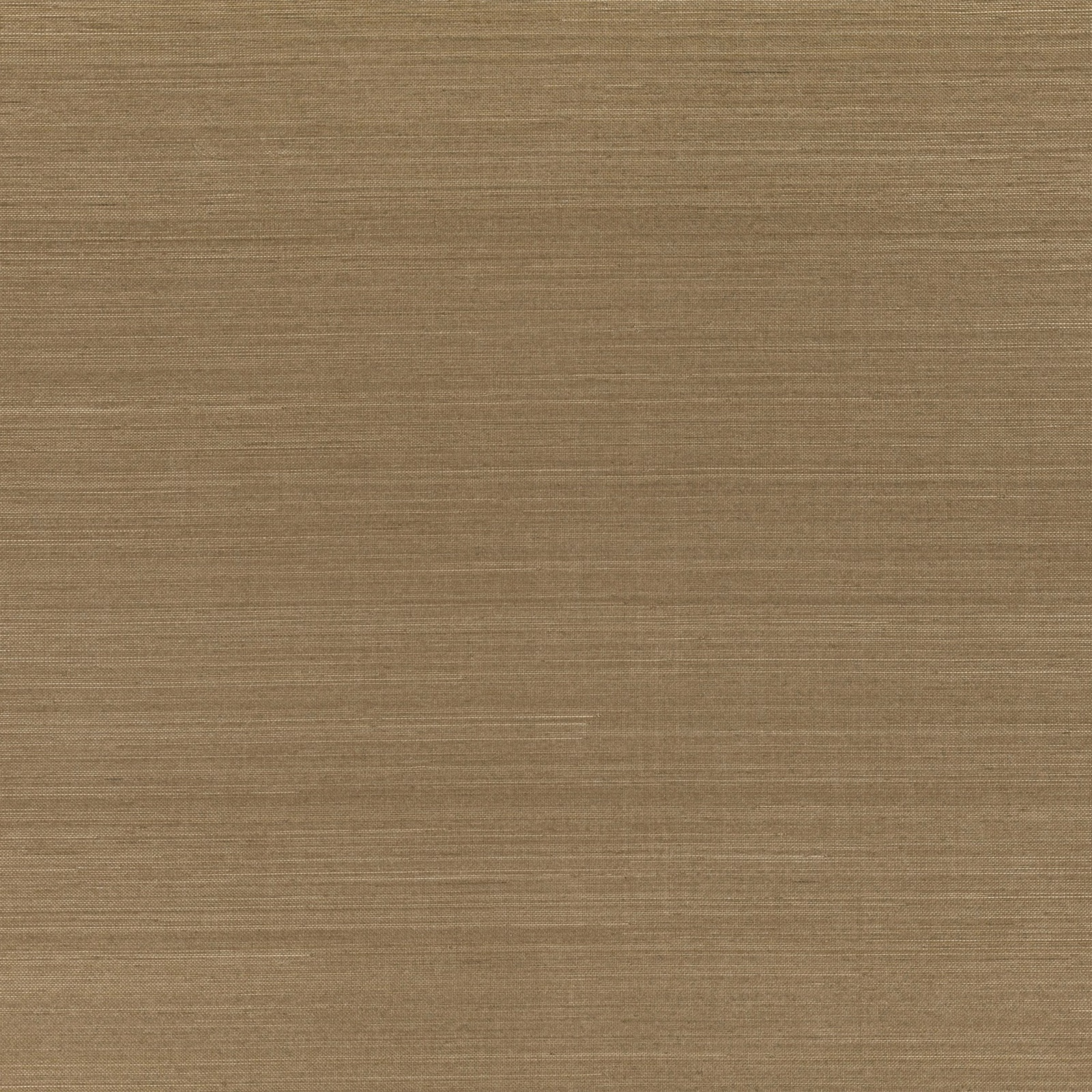 Muted ochre-brown grasscloth wallpaper with fine horizontal fibres and softly varied shading