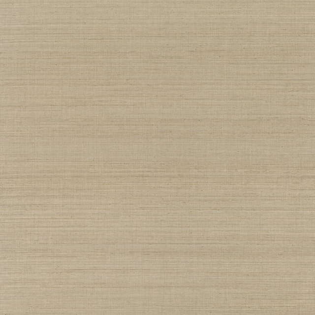 Warm parchment beige grasscloth wallpaper with fine horizontal striations and subtle fibres