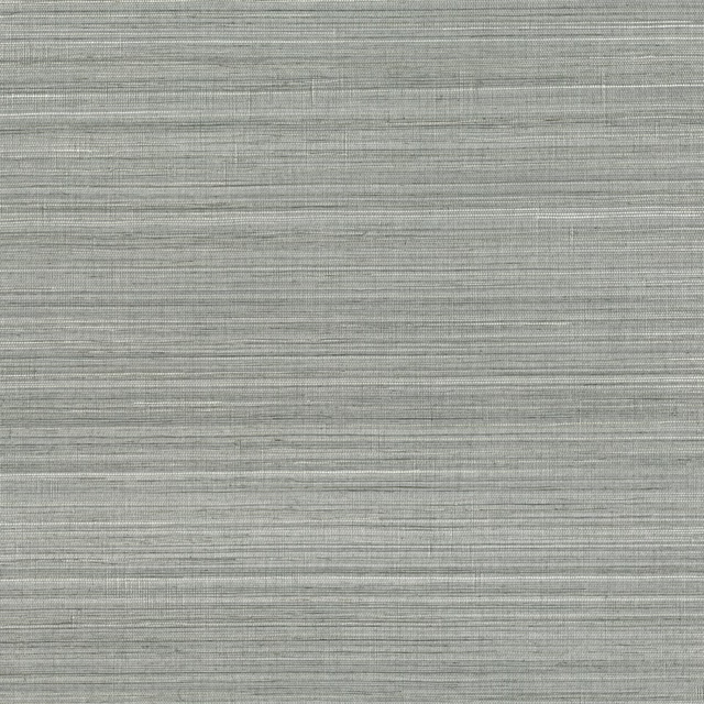 Muted blue-grey green grasscloth wallpaper with fine horizontal woven texture